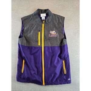 LSU TIGERS Champion Vest Jacket Mens M Purple NCAA‎ Full Zip Windbreaker Pockets